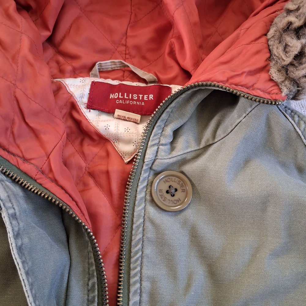 Hollister y2k utility coat indie whimsigoth bella swan vintage military 2000 fur - Picture 3 of 9
